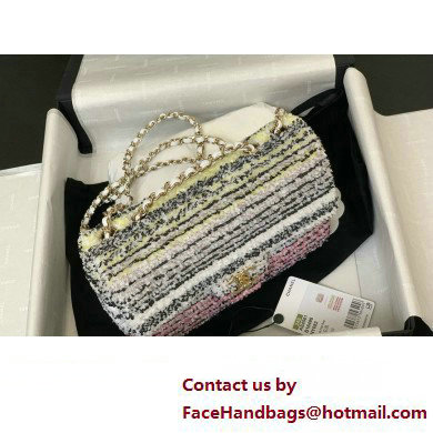 CHANEL Sequins & Gold-Tone Metal White, Black, Pink & Yellow Small Flap Bag AS4561 2024